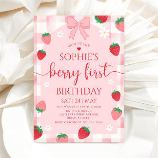 Invitación de cumpleaños 1º de Fresa Berry First