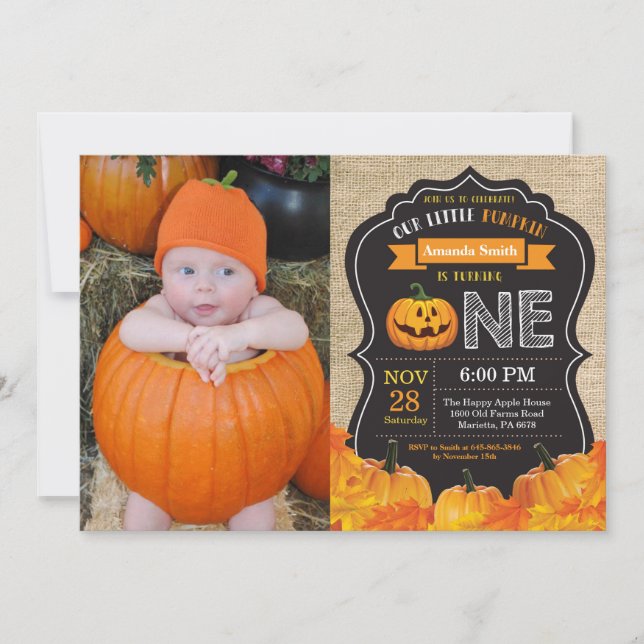 Invitación de cumpleaños 1º de Halloween con calab (Anverso)