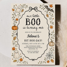Invitación de cumpleaños 1º de Little Boo Hallowee