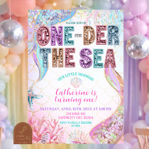 invitación de cumpleaños 1º de sirena debajo del m