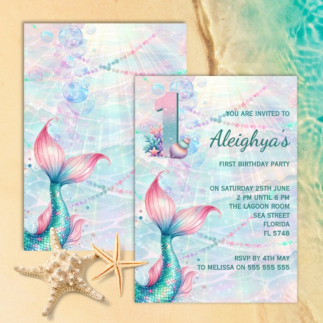 Invitación de cumpleaños 1º de Sirena Mágica (Subido por el creador)
