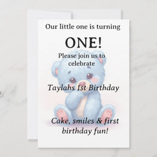 Invitación de cumpleaños 1º del osito de peluche a