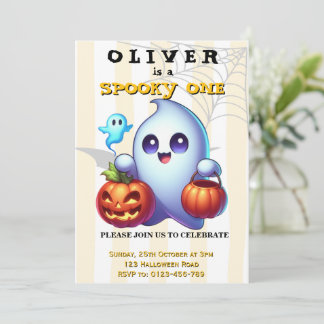 Invitación de cumpleaños 1º Halloween Niño Uno Esp