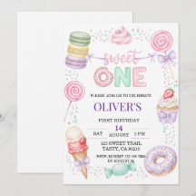 Invitación de Cumpleaños 1º para Dulce Uno Postre 