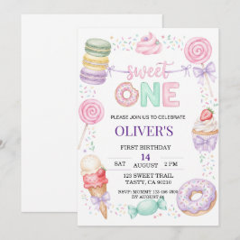 Invitación de Cumpleaños 1º para Dulce Uno Postre 