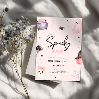 Invitación de cumpleaños 1º Pink Spooky One Hallow
