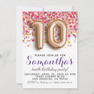 Invitación de cumpleaños 10º Rose Gold