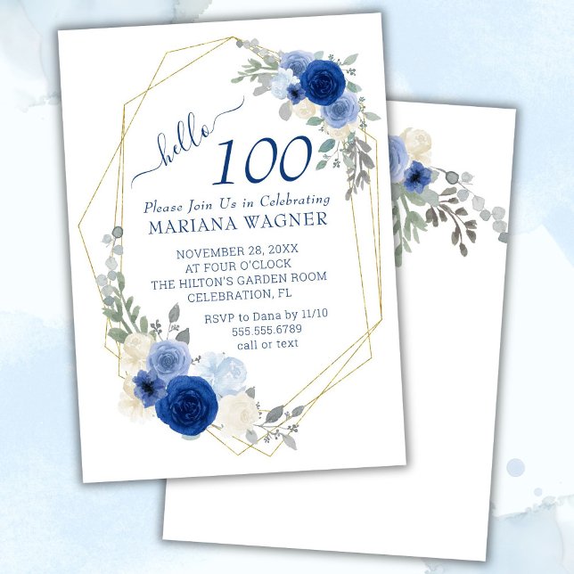 Invitación de cumpleaños 100 a la floral moderna d (Subido por el creador)