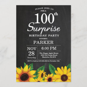Invitación de cumpleaños 100 a la sorpresa del gir