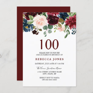 Invitación de cumpleaños 100 de las flores de borg