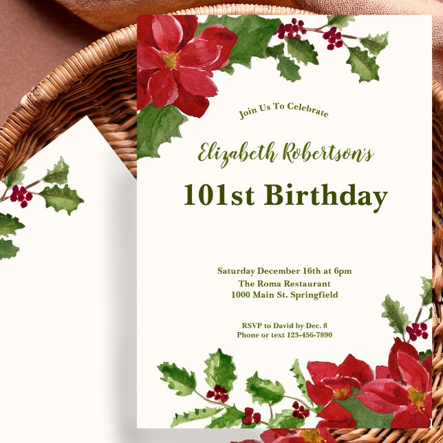 Invitación de cumpleaños 101 elegante con vegetaci (Subido por el creador)