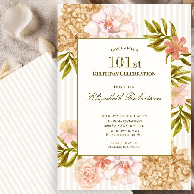 Invitación de cumpleaños 101 Elegantes Flores de O (Subido por el creador)
