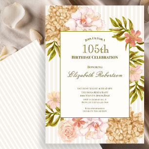 Invitación de cumpleaños 105 Elegantes Flores de O