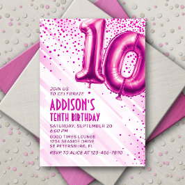Invitación de cumpleaños 10 chicas Rosa