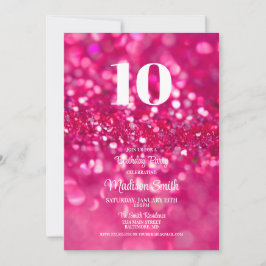 Invitación de cumpleaños 10 de Glam, Purpurina ros