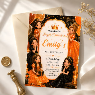 Invitación de cumpleaños 10 de princesa real niña