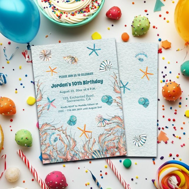 Invitación de cumpleaños 10 Nautical Under the Sea (Subido por el creador)