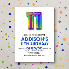 Invitación de cumpleaños 11 a la diversión moderna