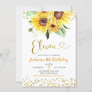 Invitación de cumpleaños 11 a Sunflower