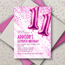 Invitación de cumpleaños 11 chicas Rosa