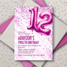 Invitación de cumpleaños 12 chicas Rosa