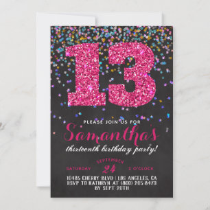 Invitación de cumpleaños 13 con confeti