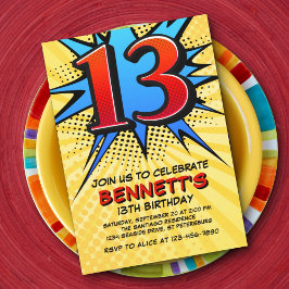 Invitación de cumpleaños 13 de superhéroe