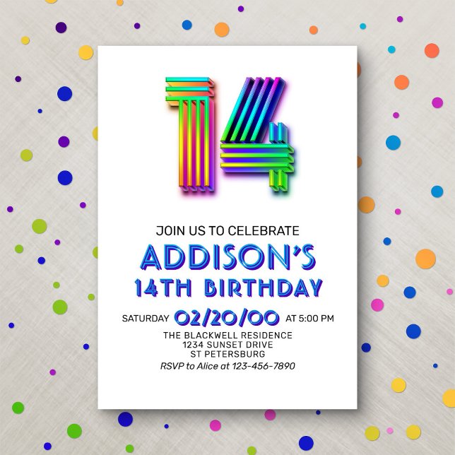 Invitación de cumpleaños 14 a la diversión moderna (Subido por el creador)