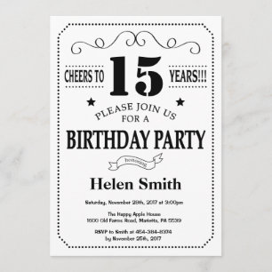 Invitación de cumpleaños 15: Blanco y negro