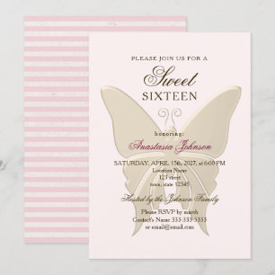 Invitación de cumpleaños 16 a los dulces rosados d