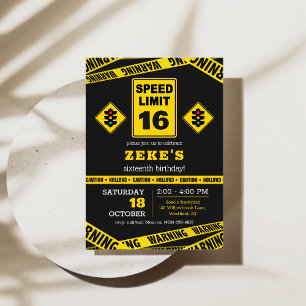 Invitación de cumpleaños 16 con límite de velocida