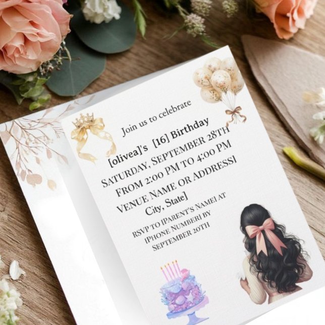 Invitación de Cumpleaños 16 de Chica de Cabello Os (Subido por el creador)