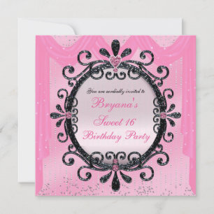Invitación de cumpleaños 16 dulce con marco elegan