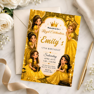 Invitación de cumpleaños 17 de princesa real niña