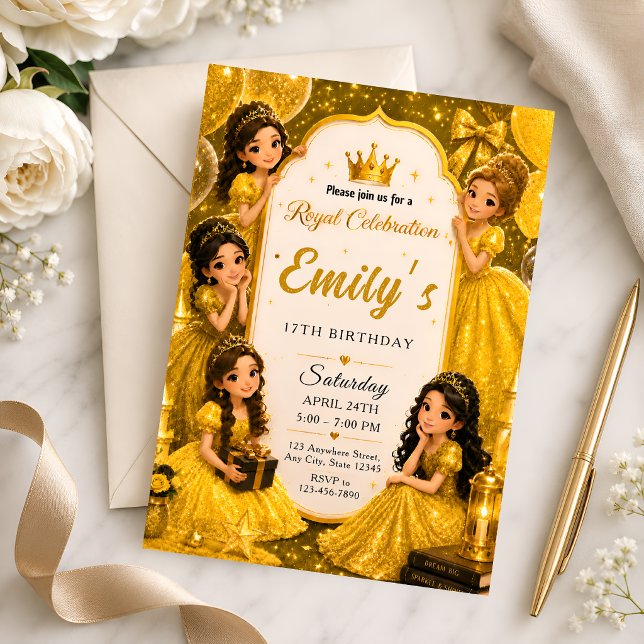 Invitación de cumpleaños 17 de princesa real niña (Subido por el creador)
