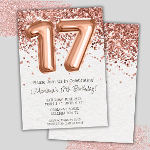 Invitación de cumpleaños 17 Rose Gold