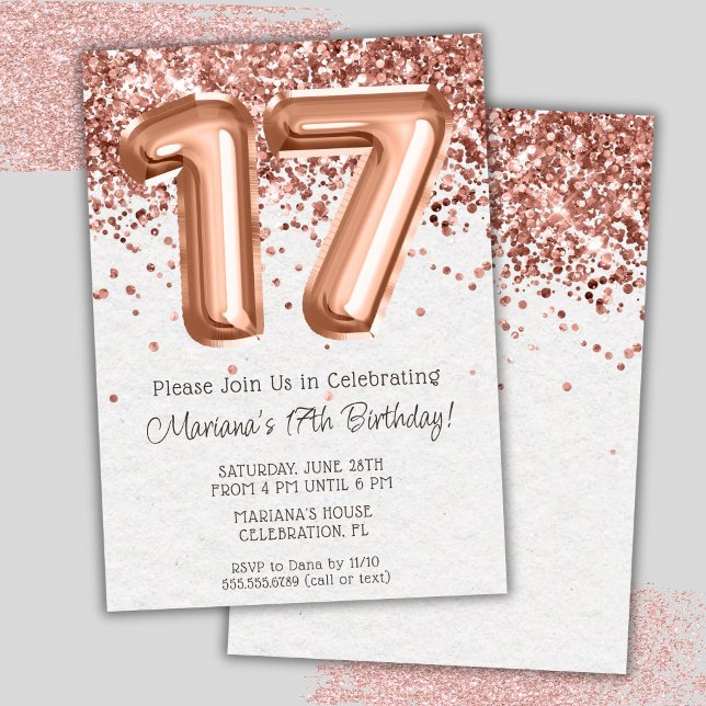 Invitación de cumpleaños 17 Rose Gold (Subido por el creador)