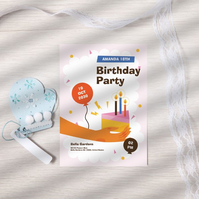 Invitación de cumpleaños 18 a la diversión moderna (Subido por el creador)