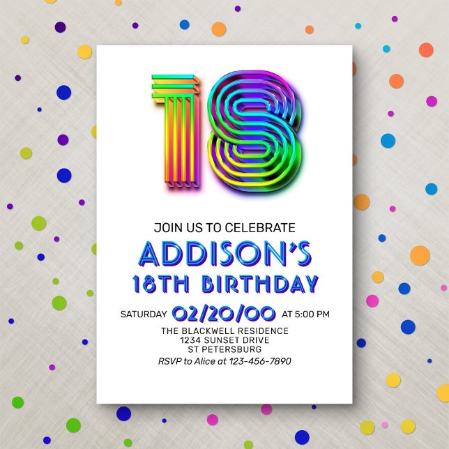 Invitación de cumpleaños 18 a la diversión moderna (Subido por el creador)