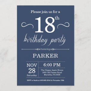 Invitación de cumpleaños 18 Azul