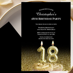 Invitación de cumpleaños 18 negro y dorado para él