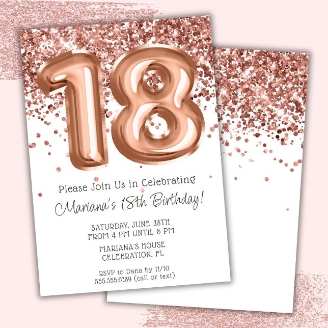 Invitación de cumpleaños 18 Rose Gold (Subido por el creador)