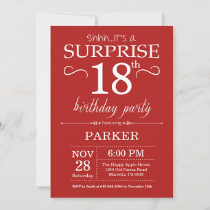 Invitación de cumpleaños 18 sorpresa rojo