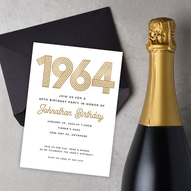 Invitación de cumpleaños 1964 blanco negro falso o (Subido por el creador)
