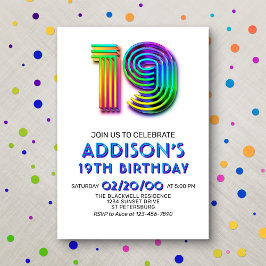Invitación de cumpleaños 19 a la diversión moderna