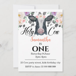 Invitación de cumpleaños 1.ª vaca sagrada