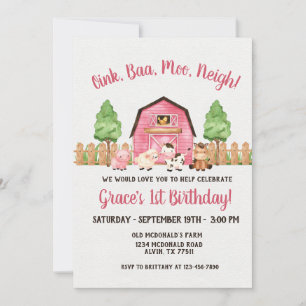 Invitación de cumpleaños 1.ᵉʳ Barnyard