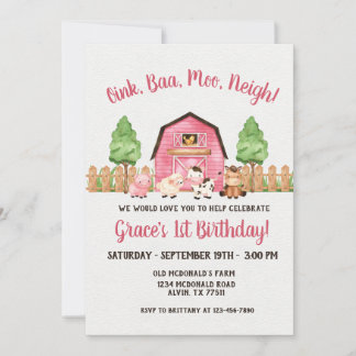 Invitación de cumpleaños 1.ᵉʳ Barnyard