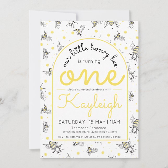 Invitación de cumpleaños 1.ᵉʳ bebe Fiesta (Anverso)