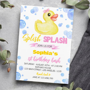 Invitación de cumpleaños 1.ᵉʳ Duck de caucho